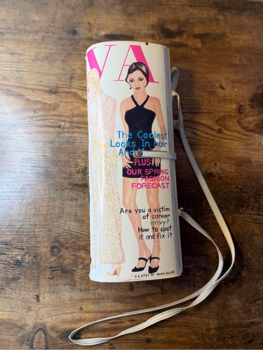 Rare 1980s French Vintage Magazine print roll  Clutch by LUTCI Anna Silvey
